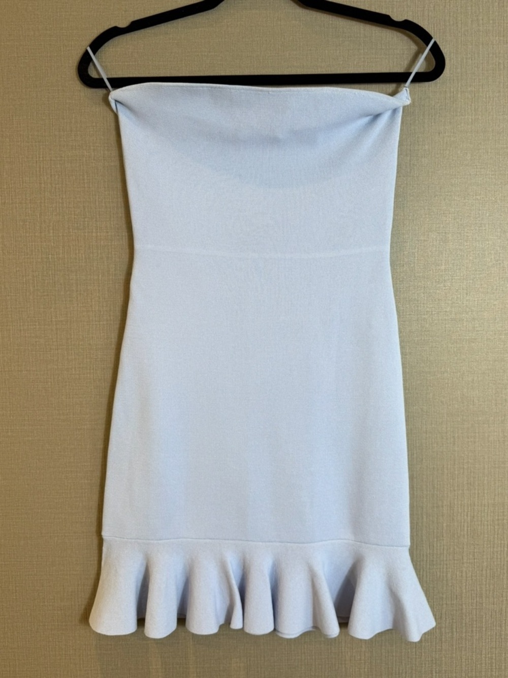 ZARA Baby Blue Bandage Knit Strapless Tube Mini Dress - Picture 3 of 10